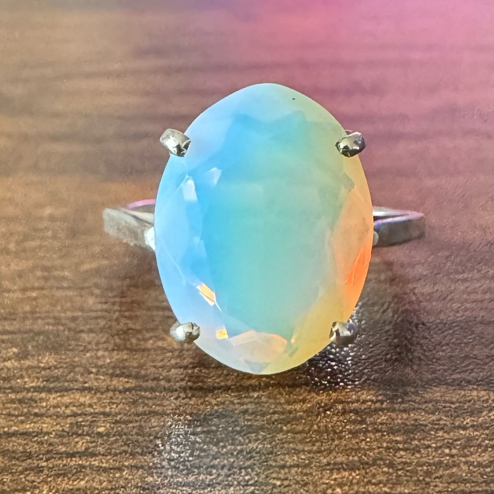 Opalite Silver 925 Ring Size 8 - image 2